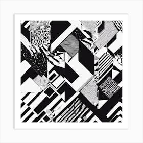 Abstract Geometric Patterns In Monochrome 10 Art Print