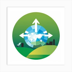 Abstract Icon Illustrating Geo Locator Function Horizontal Arrow Pointing Downwards Leading To A P (3) Art Print