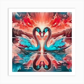 Swans In Love 3 Art Print