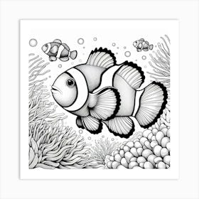 Line Art clownfish 2 Art Print