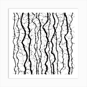 Black And White Abstract Wavy Lines Pattern / Hand Drawn / Black&White Art Print