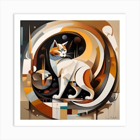 Yin Yang Cat Art Print