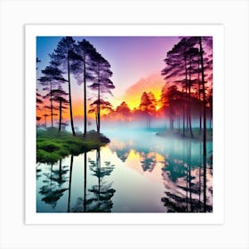 Sunrise In The Forest 2 Art Print