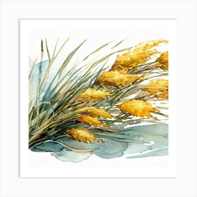 Watercolor Of Wheat Art Print