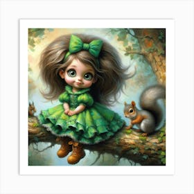 Little Girl In Green Dress 2 Art Print