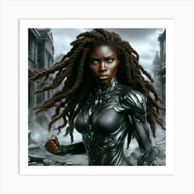 Black Futuristic Warrior Woman-2 Art Print