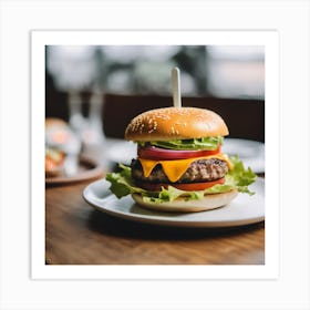 Hamburger On A Plate 48 Art Print