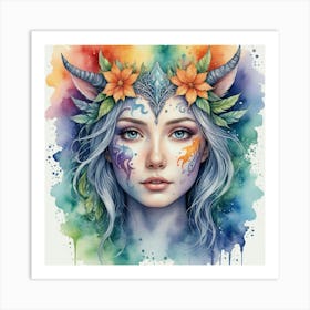 Girl With Horns Art Print