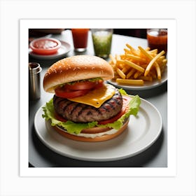 Hamburger And Fries 11 Art Print