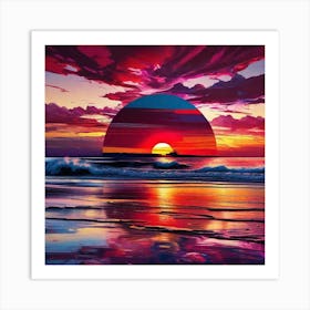 Sunset At The Beach 230 Art Print