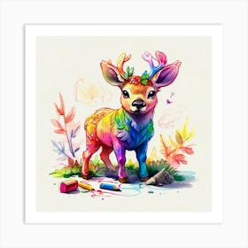 Colorful Deer 1 Art Print