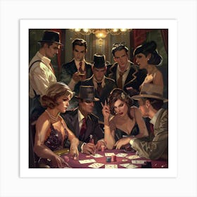 Whispers and Wagers: The Speakeasy Poker Night Art Print