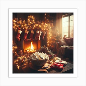 Christmas In The Living Room Art Print