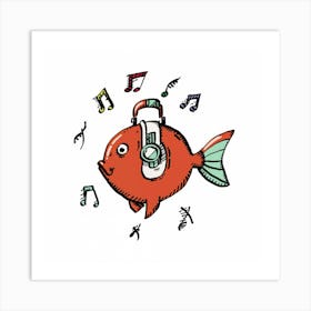 Fish With Music Notes Art Print