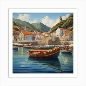 A Quiet and Serene Fishing Village Art Print