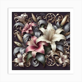 Attractive combination of flowers for a wallpaper design Art Print