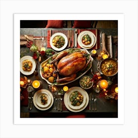 An Age Old Thanksgiving Feast Smothered In The Aroma Of Perfectly Roasted Delicacies From Succulen (5) Art Print