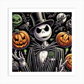 Halloween With Jack Skellington 4 Art Print