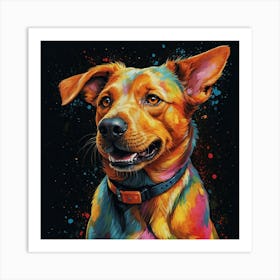 Dog With Colorful Splatters Art Print