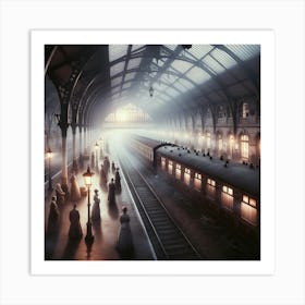 Train Station At Night Art Print