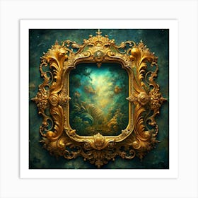 Ornate Gold Frame With Landscape Painting Art Print