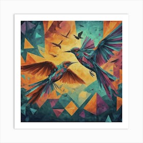 Hummingbirds art print Art Print