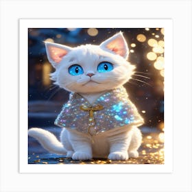 White Cat With Blue Eyes Art Print