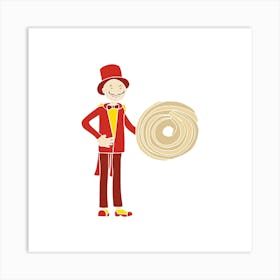 Shortbread Ringmaster Man, Fun Circus Animal, Cake, Biscuit, Sweet Treat Print, Square Art Print