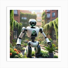 Robot In The Garden Art Print