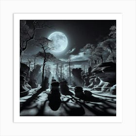 Full Moon In The Forest 12 Art Print