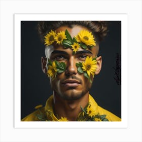 Sunflowers man Art Print