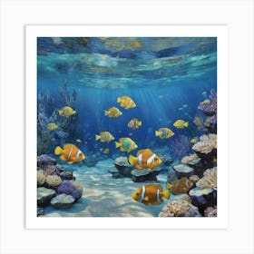 Diving into a Sea of Colors Clown Fish Art Print