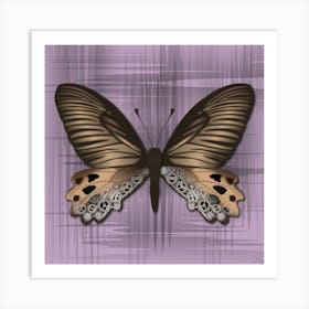 Mechanical Butterfly The Atrophaneura Horishana On A Lilac Background Art Print