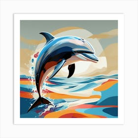 Abstract modernist Dolphin 1 Art Print