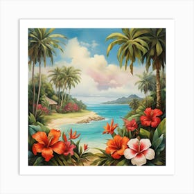 Hawaiian Beach art print Art Print