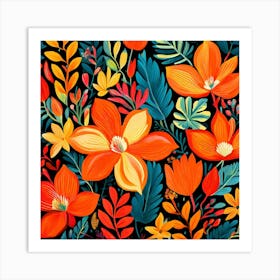 Style And Type Vibrant Abstract Floral Illustration Layout The Image Features A Dense Overlappi (1) Art Print