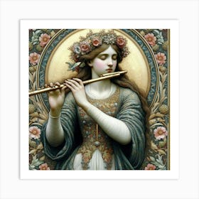 Lady With A Flute Art Print