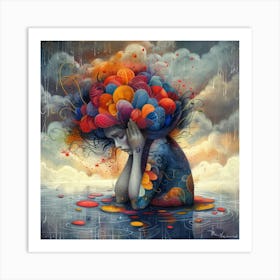 Woman In The Rain Art Print