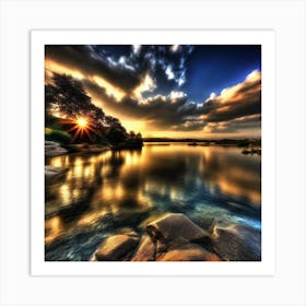 Sunset Over The Lake 2 Art Print