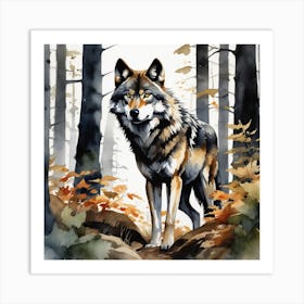 Wolf In The Woods 76 Art Print