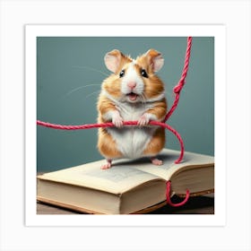 Hamster On A Book 1 Art Print