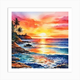 Sunset On The Beach Art Print