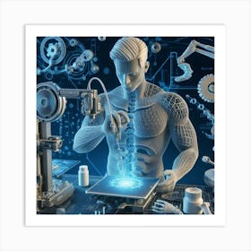 Man Working On A Machine Art Print