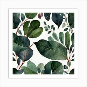 Default Watercolor Eucalyptus Leaves Art 1 Art Print