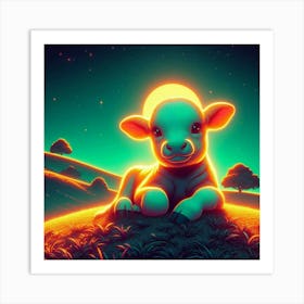 Cow In The Field Art Print