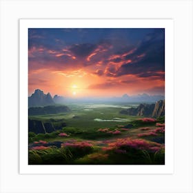 Sunset In The Mountains 16 Art Print