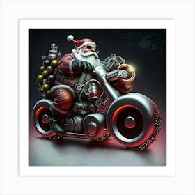 Santa Claus On A Motorcycle Art Print