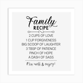 Family Recipe Art Print