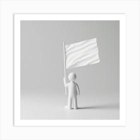 White Man Holding A White Flag 1 Art Print