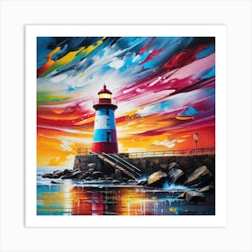 Sunset At The Lighthouse 2 Art Print